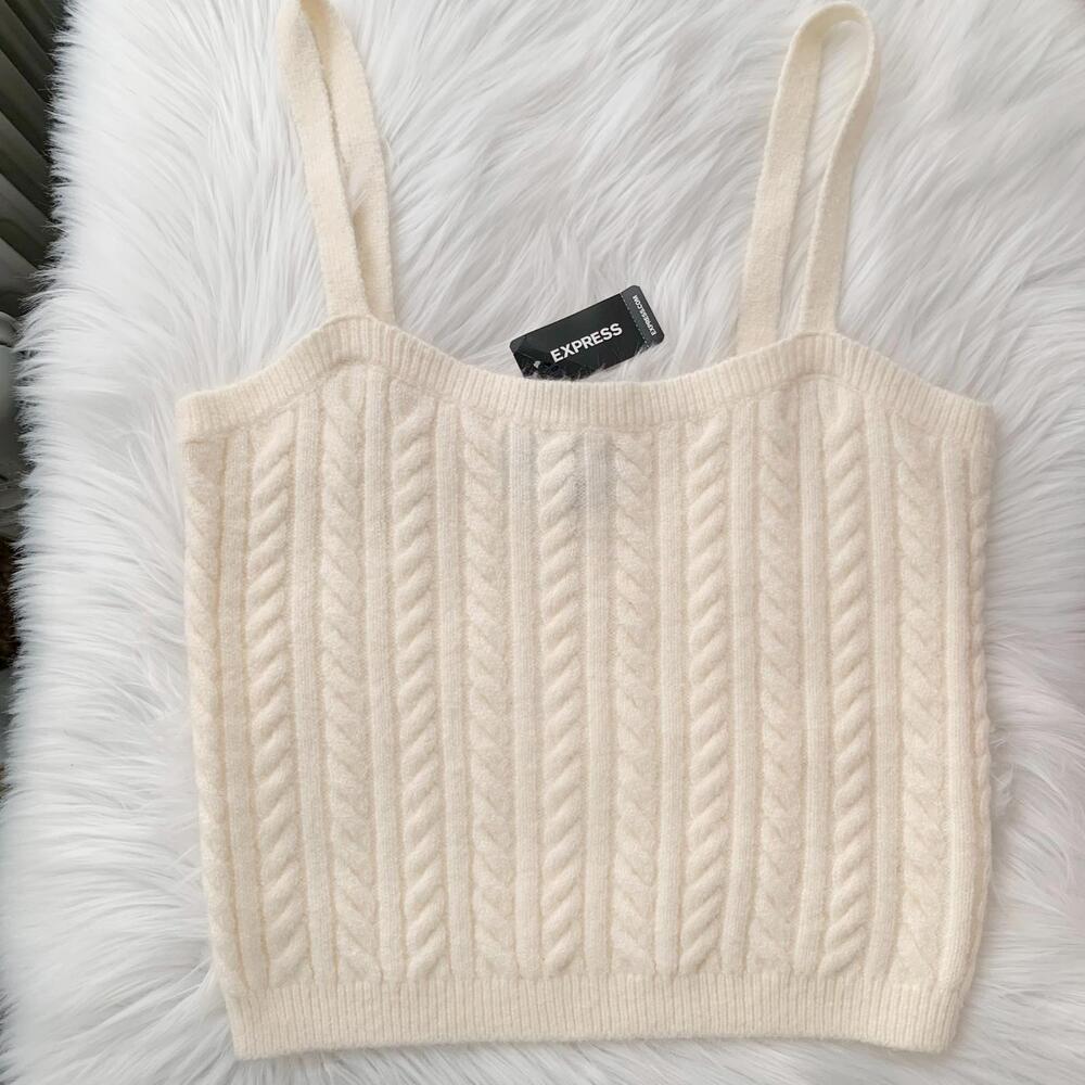 NWT Express - Cream cable knit sweater tank, S